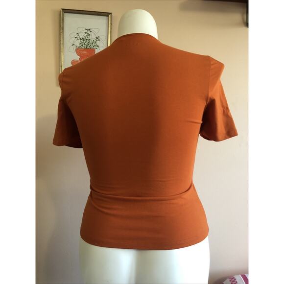Boden Scoop Neck Short Sleeve Top Size 10 Orange Casual Colorful Soft Stretch - Picture 3 of 5